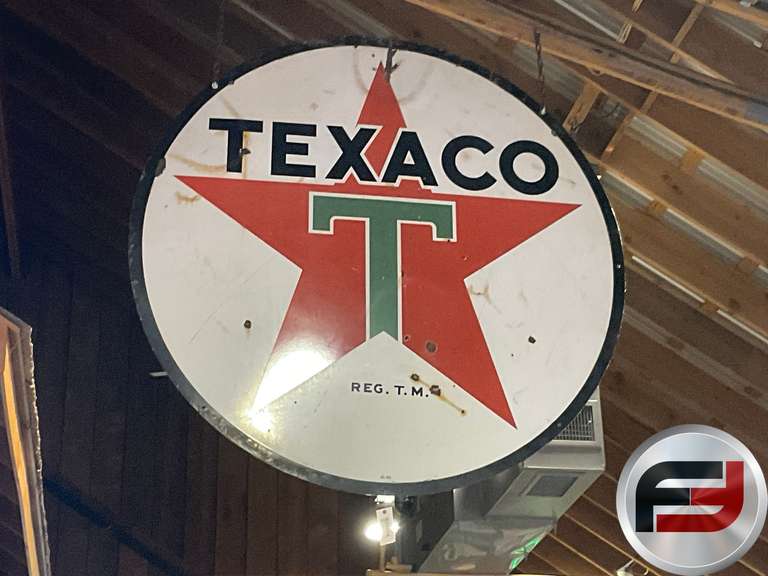 TEXACO PORCELAIN DOUBLE SIDED SIGN, 72" DIAM.