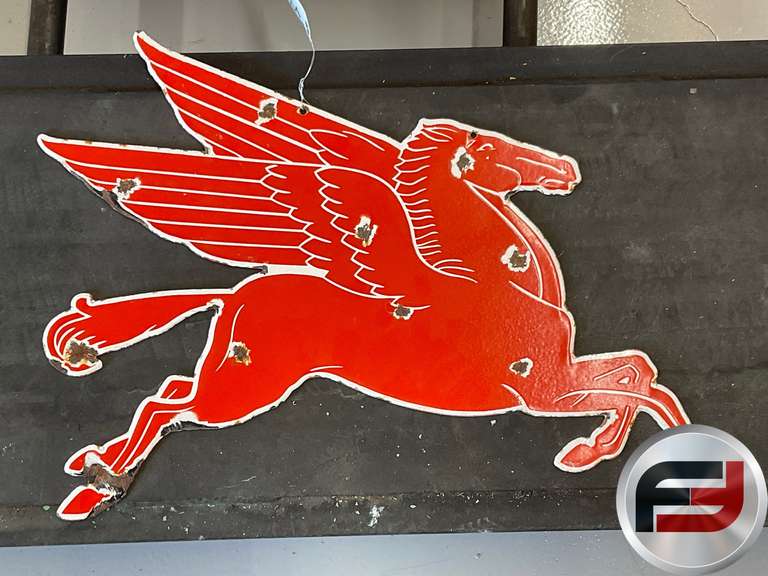 MOBIL PORCELAIN PEGASUS, 26” X 19”