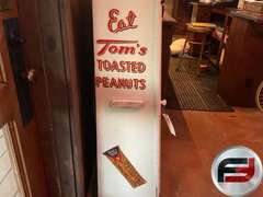 TOM'S TOASTED PEANUTS ANTIQUE DISPLAY CABINET WITH 2 TOM'S BULK
