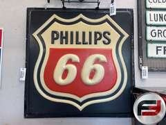 PHILLIPS 66 ARYLIC EMBOSSED SIGN, CRACK ON TOP RIGHT, 43”