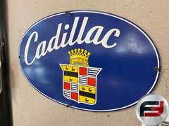 CADILLAC OVAL, ENAMEL, SINGLE SIDED, 18” X 11”,