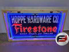 ORIGINAL FIRESTONE PORCELAIN NEON SIGN, 60" X 30", NEW NEON