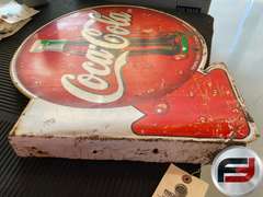 COCA-COLA FLANGE METAL SIGN, DOUBLE SIDED, 20” X 19”