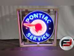 CUSTOM PONTIAC TIN NEON SIGN, 48" X 48", NEW NEON