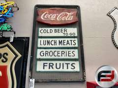 COCA-COLA EMBOSSED SIGNS, COLD BEER TO GO, LUNCH MEAT, GROCERIES,