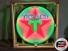 CUSTOM TEXACO TIN NEON SIGN, 48" X 48", NEW NEON