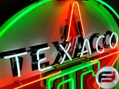 CUSTOM TEXACO TIN NEON SIGN, 48" X 48", NEW NEON
