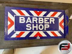 BARBER SHOP FLANGE SIGN, DOUBLE SIDED, 24” X 12”