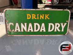 DRINK CANADA DRY EMBOSSED METAL SIGN, 28” X 12”