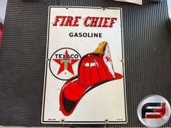 TEXACO FIRE CHIEF GASOLINE ENAMEL SIGN, 12” X 18”