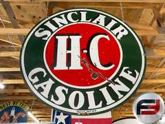SINCLAIR GASOLINE H-C, DOUBLE SIDE ENAMEL, 48” DIAM.