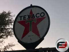 TEXACO PORCELAIN DOUBLE SIDED 72" DIAM SIGN WITH BANJO POLE