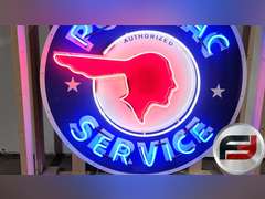 CUSTOM PONTIAC TIN NEON SIGN, 48" X 48", NEW NEON