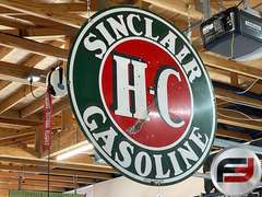 SINCLAIR GASOLINE H-C, DOUBLE SIDE ENAMEL, 48” DIAM.