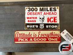 BUZ’S ROUTE 66 STOP ENAMEL SIGN, 12” X 8”, ATTITUDE