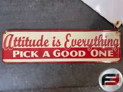 BUZ’S ROUTE 66 STOP ENAMEL SIGN, 12” X 8”, ATTITUDE