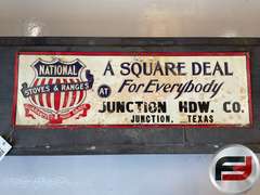 NATIONAL STOVES & RANGES, JUNCTION HDW. CO. JUNCTION, TEXAS, EMBOSSED