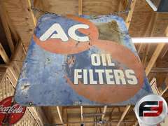 AC SPARKS PLUGS/ AC OIL FILTERS, DOUBLE SIDED ENAMEL SIGN,