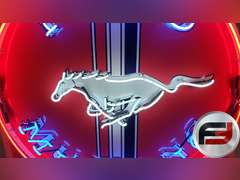 CUSTOM FORD MUSTANG TIN NEON SIGN, 48" X 48", NEW