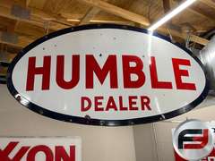 HUMBLE OIL DEALER SIGN, ENAMEL, SINGLE SIDED, 96” X 48”