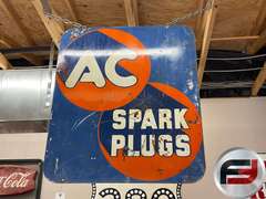 AC SPARKS PLUGS/ AC OIL FILTERS, DOUBLE SIDED ENAMEL SIGN,