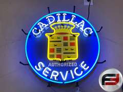 CADILLAC AUTHORIZED SERVICE NEON SIGN, 23” DIAM.