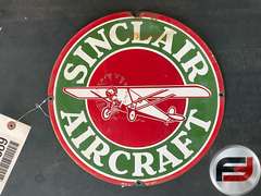 SINCLAIR AIRCRAFT ENAMEL SIGN, 12” DIAM.