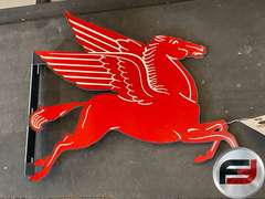 MOBIL PEGASUS METAL FLANGE MOUNT SIGN, 18” X 14”