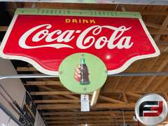 DRINK COCA-COLA FOUNTAIN SERVICE DOUBLE SIDED METAL HANGING SIGN, 60”