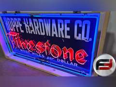 ORIGINAL FIRESTONE PORCELAIN NEON SIGN, 60" X 30", NEW NEON