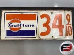 GULFTANE METAL PRICE SIGN, DOUBLE SIDED, 38” X 16”