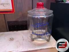 TOM'S TOASTED PEANUTS ANTIQUE DISPLAY CABINET WITH 2 TOM'S BULK