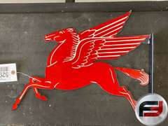 MOBIL PEGASUS METAL FLANGE MOUNT SIGN, 18” X 14”