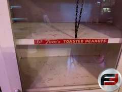 TOM'S TOASTED PEANUTS ANTIQUE DISPLAY CABINET WITH 2 TOM'S BULK