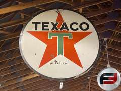 TEXACO PORCELAIN DOUBLE SIDED SIGN, 72" DIAM.
