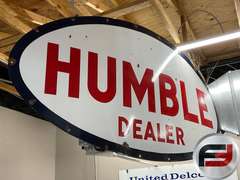 HUMBLE OIL DEALER SIGN, ENAMEL, SINGLE SIDED, 96” X 48”
