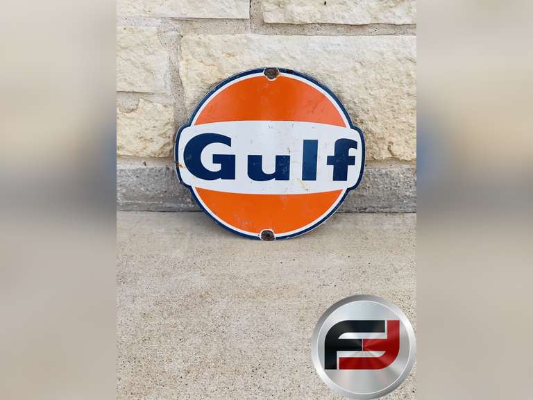 GULF PORCELAIN SIGN, 11" SINGLE SIDED