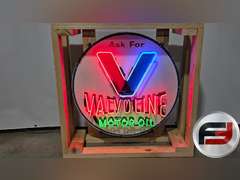 ORIGINAL VALVOLINE TIN NEON SIGN, 30" X 30", NEW NEON
