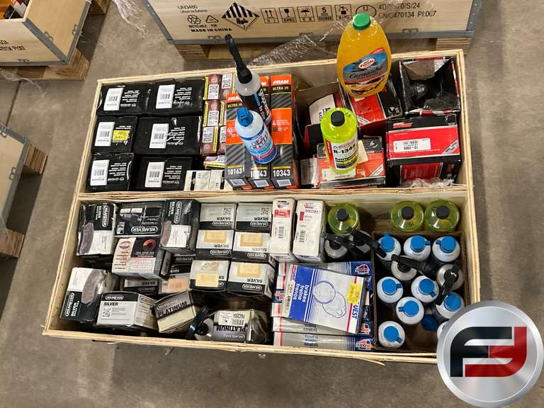 PALLET OF MISC AUTOMOTIVE, REFRIGERANT,DYES,BRAKE PADS,AND FILTERS