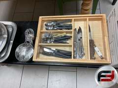 DINING TABLE WITH TWO BENCHES THREE CHAIRS, OTHER MISCELLANEOUS KITCHEN