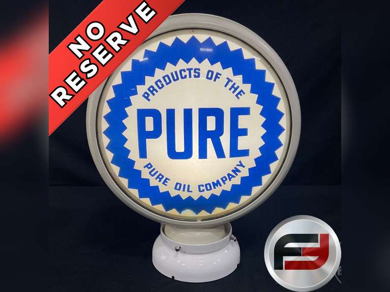 PURE OIL COMPANY PUMP GLOBE, METAL BASE, TWO SIDED 16.5X16.5X6.5,
