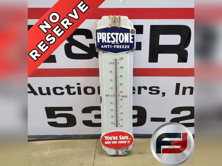 PRESTONE ANTI-FREEZE "YOU'RE SAFE...AND YOU KNOW IT" THERMOMETER 9" X