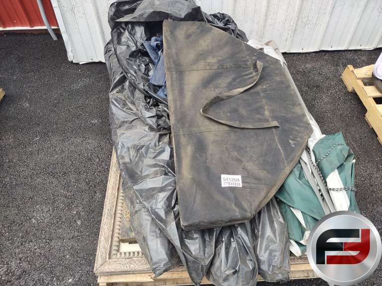 PALLET OF CANOPY, OUTDOOR CHAIRS, POKER TABLE