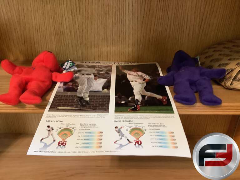 SAMMY SOSA BEANIE BABY, MARK MCGWIRE BEANIE BABY, POSTER,