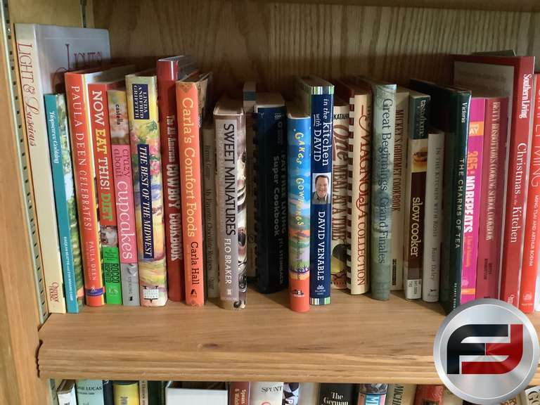 COMPLETE SHELF OF COOK BOOKS OF VARIOUS AUTHORS