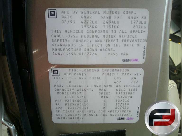 1993 CADILLAC ALLANTE VIN: 1G6VS3394PU127724 CONVERTIBLE