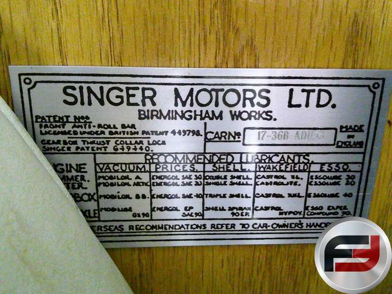 1954 SINGER ROADSTER VIN: 4AD2805W CONVERTIBLE