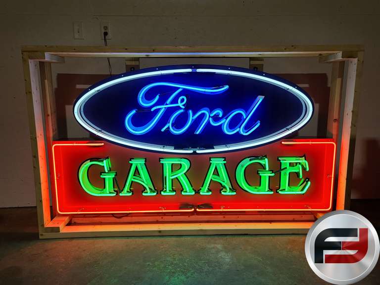 FORD GARAGE TIN NEON SIGN, 72" X 38", NEW NEON