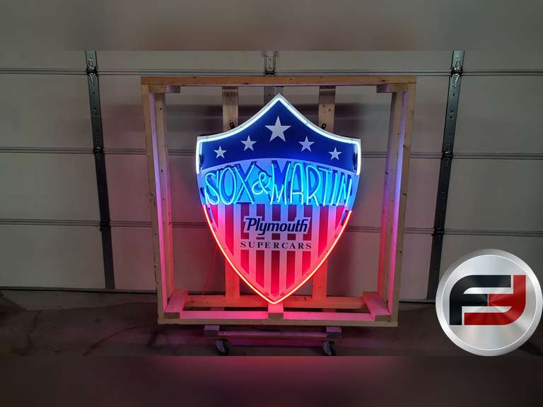 SOX & MARTIN TIN NEON SIGN, 35" X 48", NEW