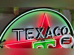 TEXACO PORCELAIN NEON SIGN, 72" X 72", NEW NEON GLASS,